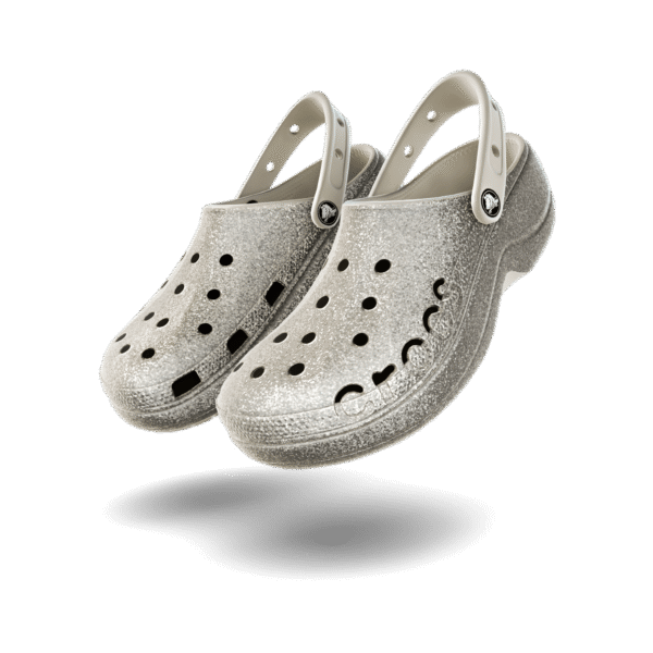 Crocs Baya Glitter Platform Clog "Pearl White"